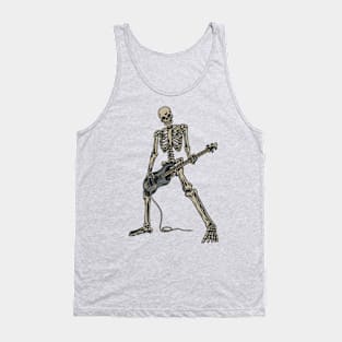 Cool Skeleton Playing Bass Music Instrument Design for Bass Guitarist and Bass Player Gift Tank Top